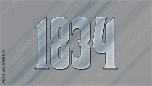 3D Glass effect number design of 1834, glassy background.