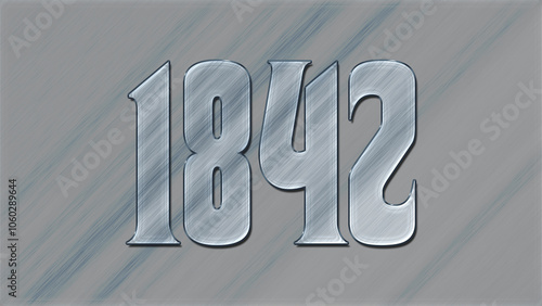 3D Glass effect number design of 1842, glassy background.