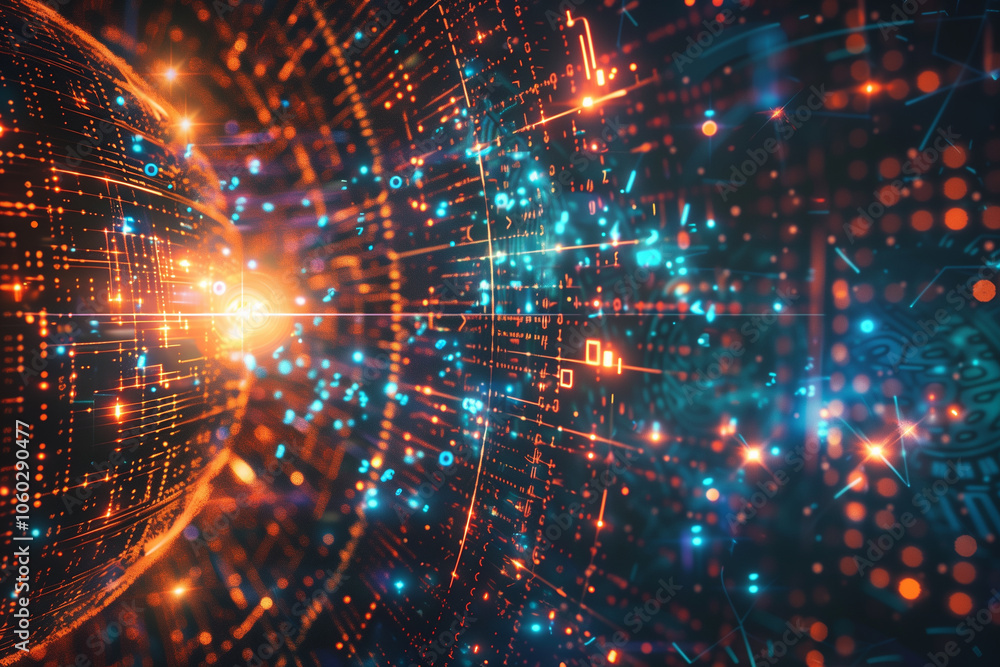 Tech-inspired background with luminous circuit patterns, flowing binary code, and pulsating digital nodes, radiating energy across a dark backdrop. futuristic technology wallpaper Tech-inspired background with luminous circuit patterns, flowing binary code, and pulsating digital nodes, radiating energy across a dark backdrop. futuristic technology wallpaper
