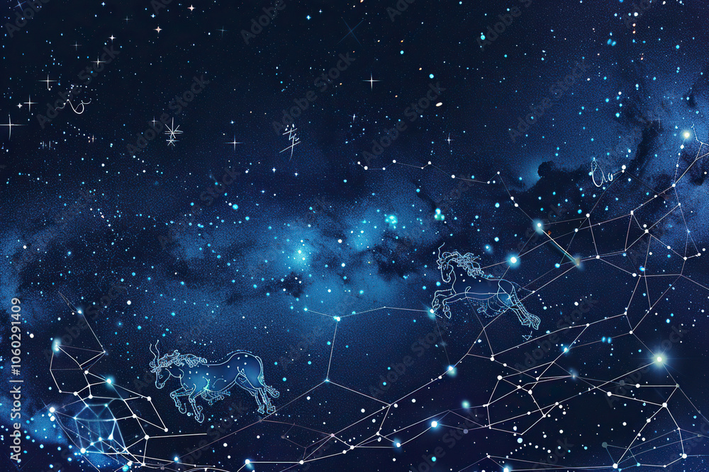 Astrological composition with empty starry sky for zodiac sign symbol Astrological composition with empty starry sky for zodiac sign symbol