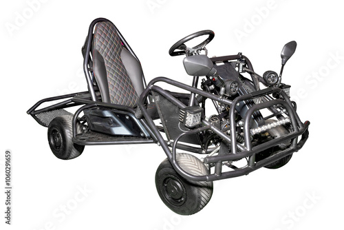 Obraz na płótnie Dynamic racing go-kart for speed enthusiasts, showcase of performance and thrill, lightweight and agile, motorsport adventure concept. Isolated on white background. w salonie