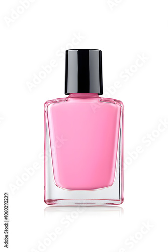 Pink nail polish bottle, isolated on white background