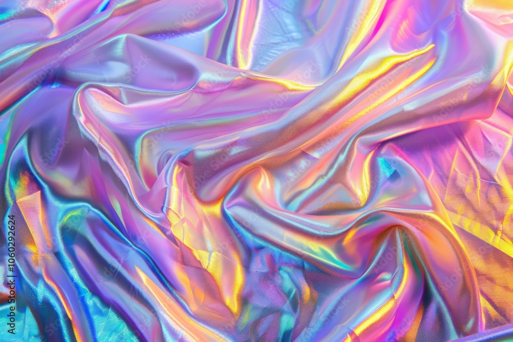 Obraz premium Image of Holographic iridescent effect silk material. Texture for background usage
