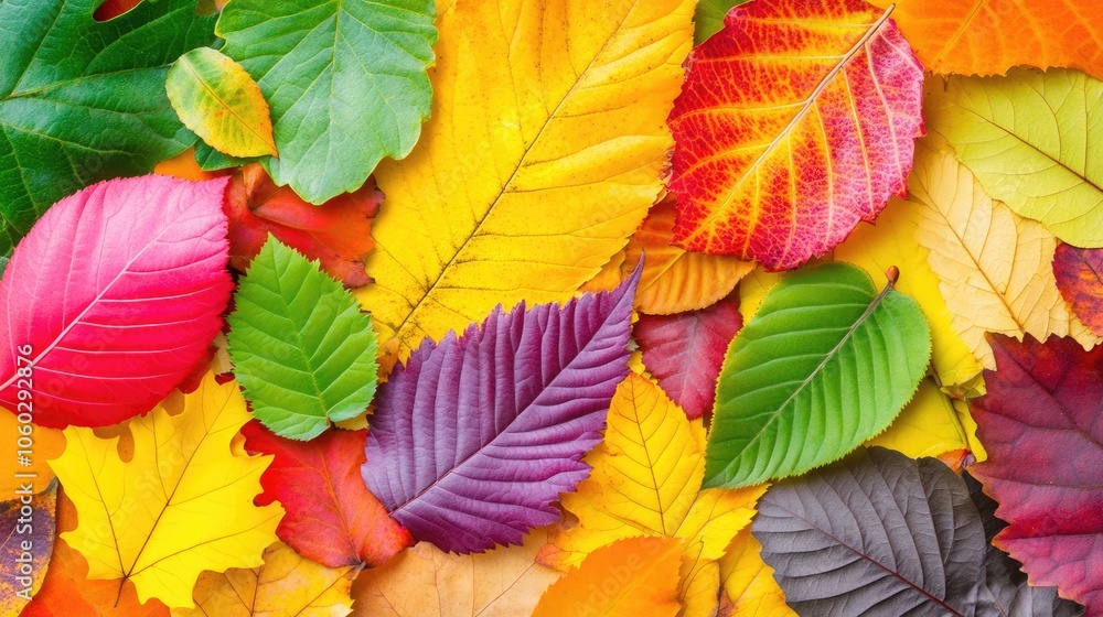 Vibrant Autumn Leaves Collection on Colorful Background Vibrant Autumn Leaves Collection on Colorful Background
