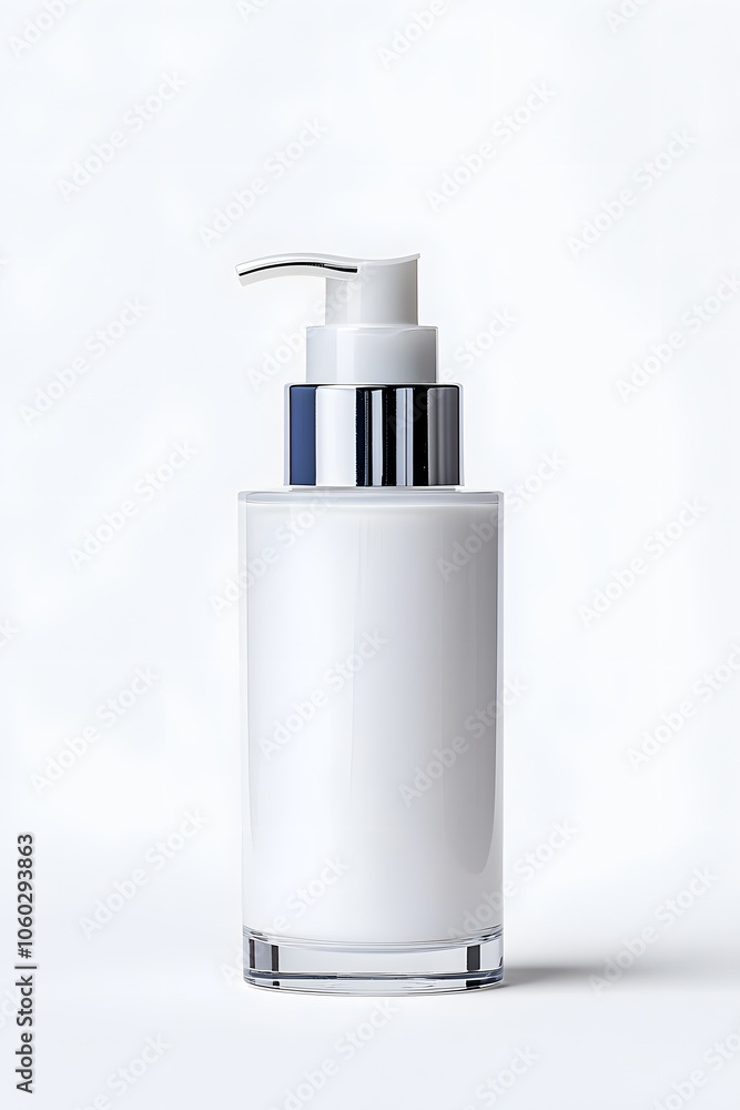 Skincare lotion pump bottle mock up, isolated on white background Skincare lotion pump bottle mock up, isolated on white background
