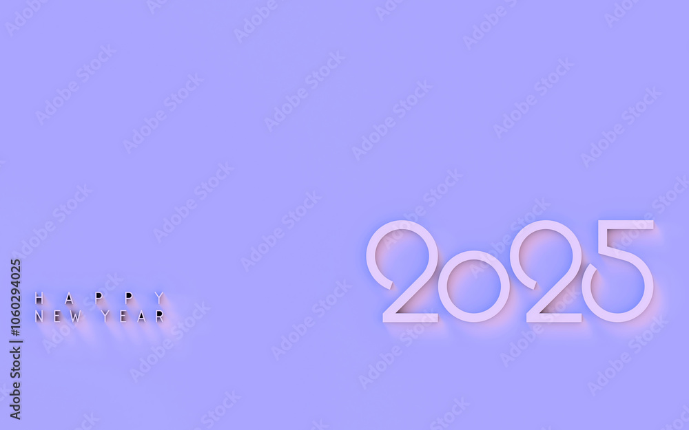 Happy new year 2025 on pastel background; subtle 2025 text with copy space on light purple backdrop, 3d rendering, 3d illustration Happy new year 2025 on pastel background; subtle 2025 text with copy space on light purple backdrop, 3d rendering, 3d illustration