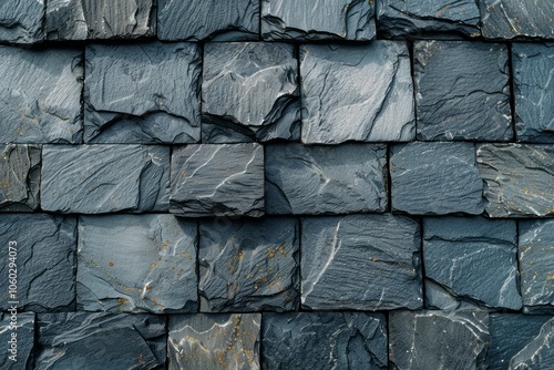 Image of Black slate roof or wall pattern. Texture for background usage photo