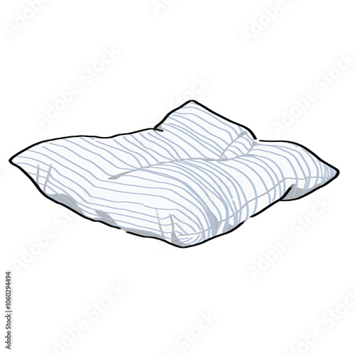 white pillow with blue stripes