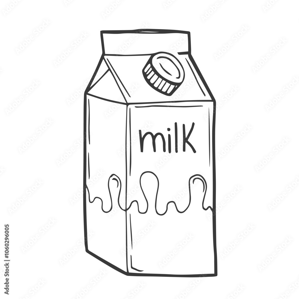 Carton box of milk hand drawn outline doodle icon. Dairy product - milk vector sketch illustration for print, web, mobile and infographics isolated on white background. Carton box of milk hand drawn outline doodle icon. Dairy product - milk vector sketch illustration for print, web, mobile and infographics isolated on white background.