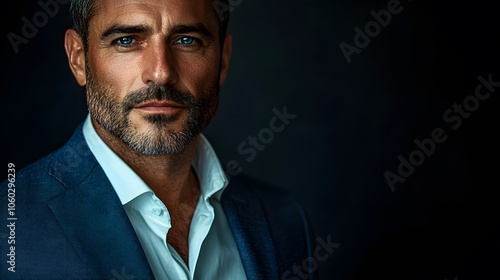 Close-up Portrait of a Confident Man in a Suit.