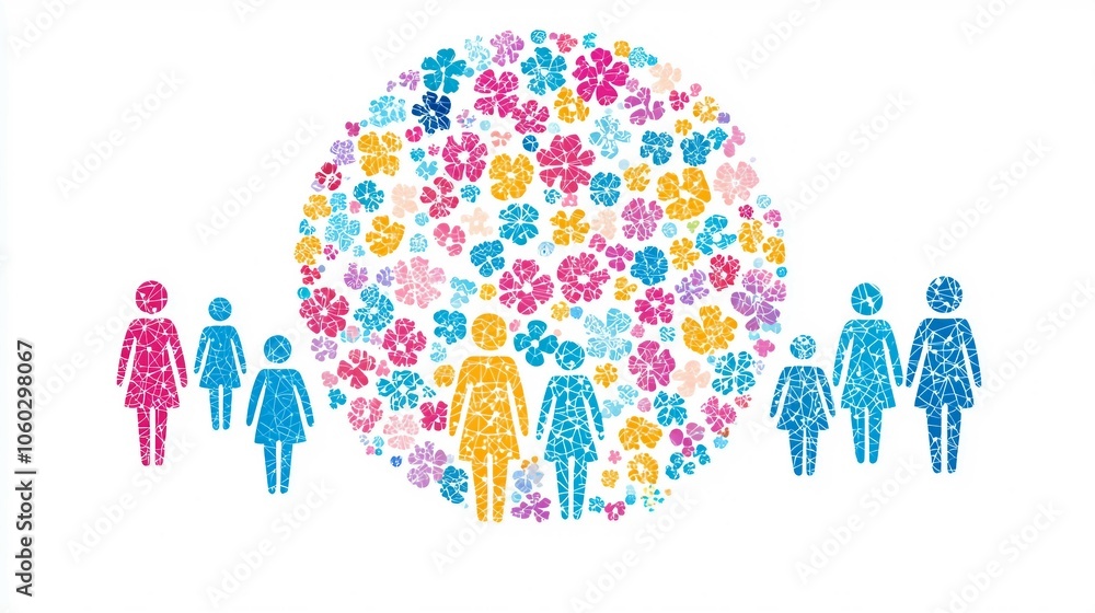 Colorful Icon of People in a Safe Space Bubble Colorful Icon of People in a Safe Space Bubble