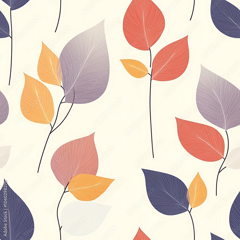 Fototapeta premium Soft Minimalist Leaf Pattern for Modern Decor