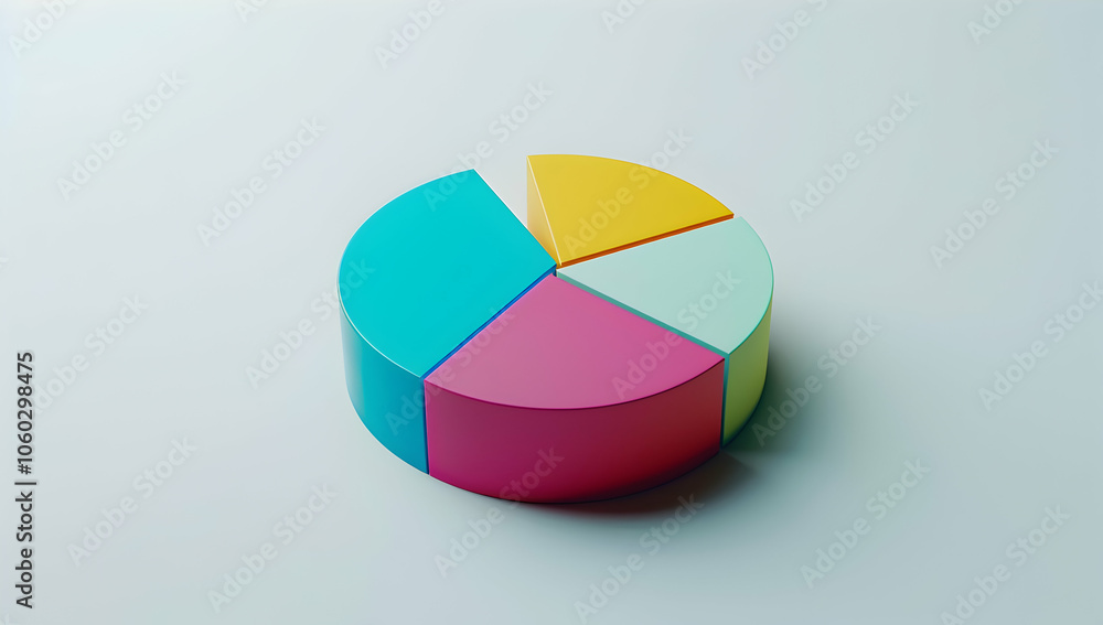 Obraz premium 3D isometric colorful pie chart, white background