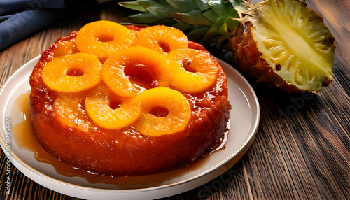 Pineapple Upside-Down Cake- Capture the classic look of a pineapple upside-down cake with ca photo