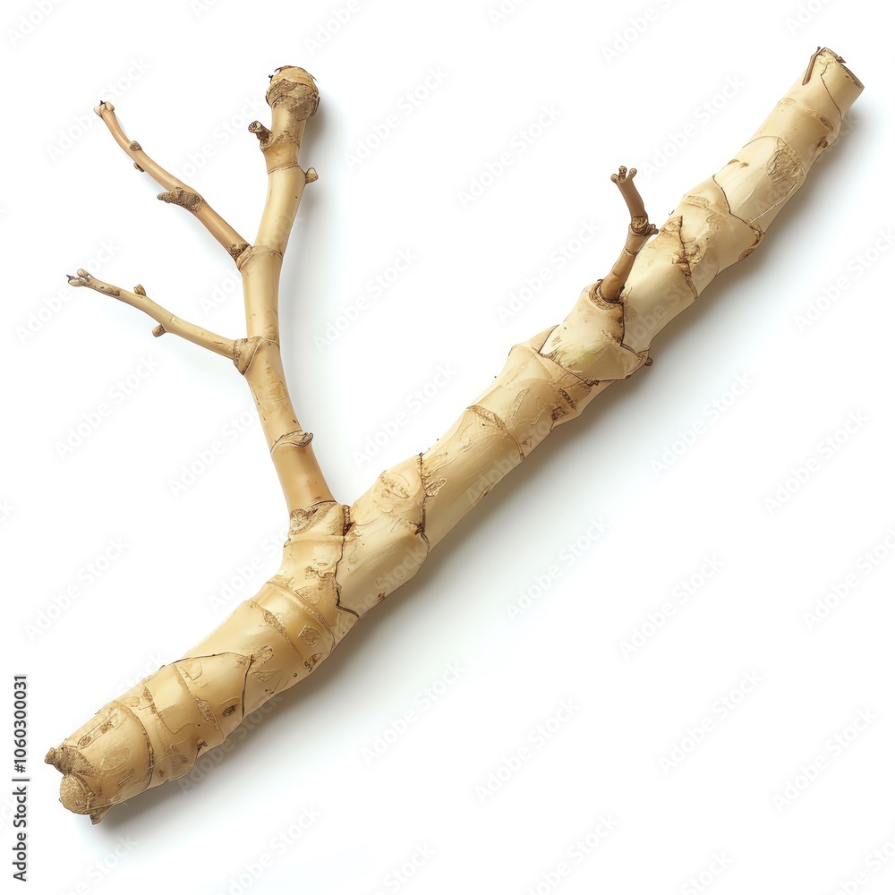 Fototapeta premium Plai root (zingiber cassumunar), isolated on white background, perfect pastel tone, whimsical style, high resolution, professional create, very detailed, high quality