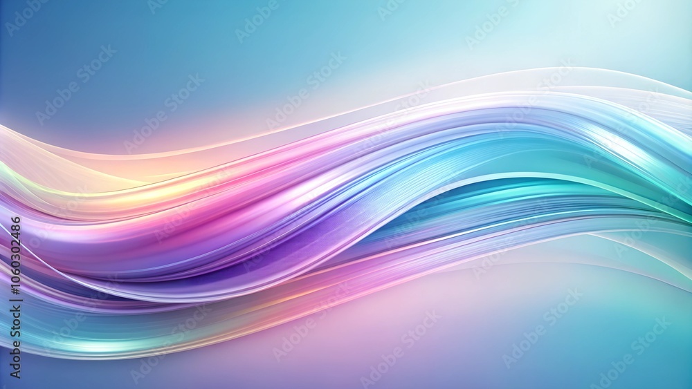 Fototapeta premium Dynamic Fluid Lines in Soft Blue and Gray Gradients for Technology Background with Copy Space