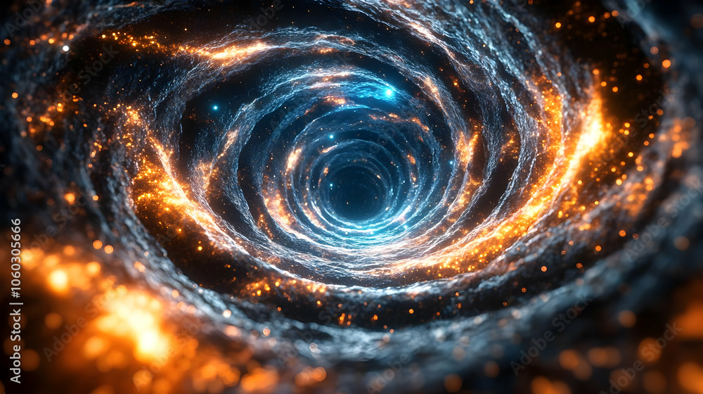 Abstract 3D Vortex with Orange and Blue Lights Abstract 3D Vortex with Orange and Blue Lights