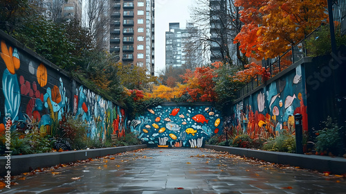 Graffiti Art Alleyway with ...