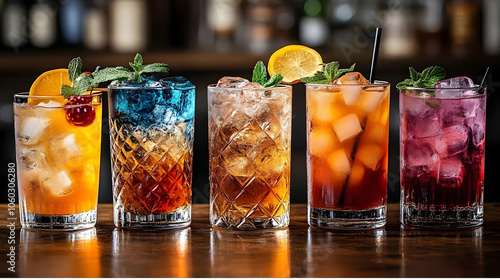 Five Colorful Cocktails wit...