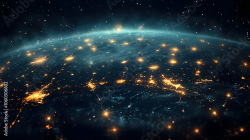 Earth at Night with City Li...
