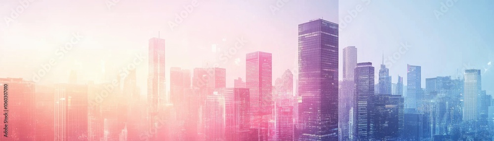 Vibrant Cityscape at Sunrise: A Panoramic View of a Modern Metropolis Vibrant Cityscape at Sunrise: A Panoramic View of a Modern Metropolis