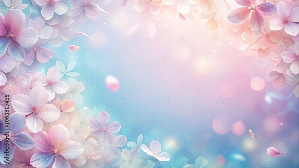 Soft gradient background with delicate flower petals in pastel colors, serene, botanical, garden, gentle Soft gradient background with delicate flower petals in pastel colors, serene, botanical, garden, gentle