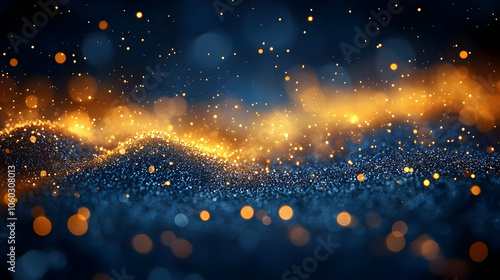 Blue and Gold Glitter Abstr...