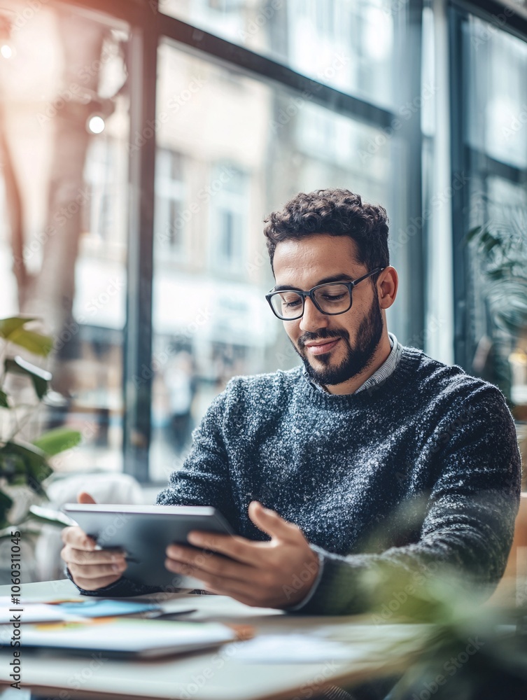 A dynamic entrepreneur collaborates with teammates in a contemporary workspace, demonstrating flexible strategies on a digital device. A dynamic entrepreneur collaborates with teammates in a contemporary workspace, demonstrating flexible strategies on a digital device.