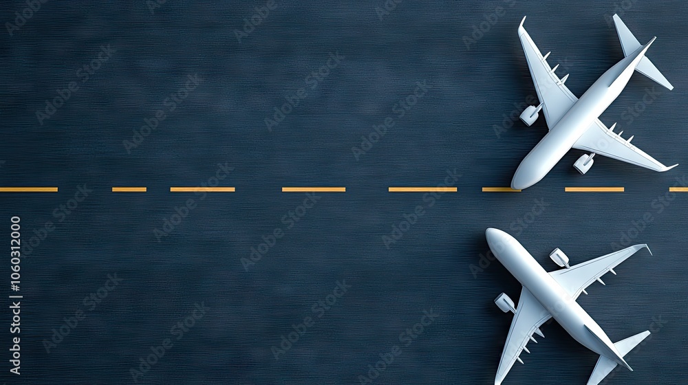 Three white airplanes lined up on the runway during bright daylight against a clear sky, showcasing modern air travel elegance Three white airplanes lined up on the runway during bright daylight against a clear sky, showcasing modern air travel elegance