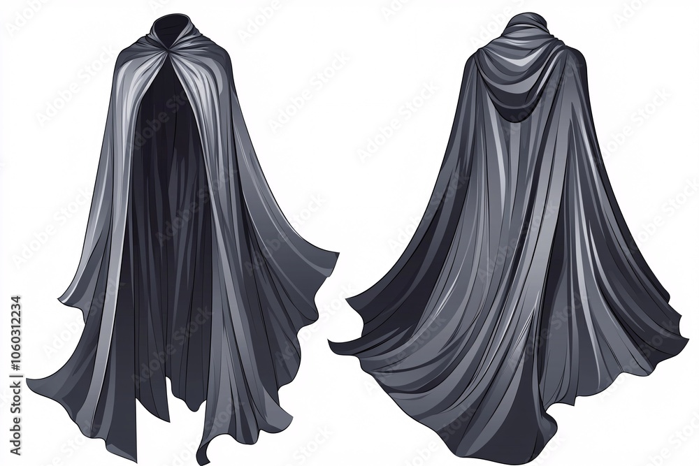 Naklejka premium Elegant cape design with refined contours and stylish folds displayed in a front view against a white backdrop.
