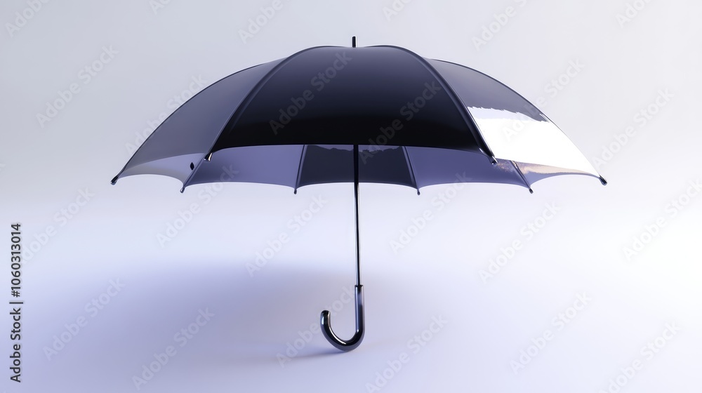 Detailed 3D render of a glossy umbrella, closed and resting on a white background. Detailed 3D render of a glossy umbrella, closed and resting on a white background.