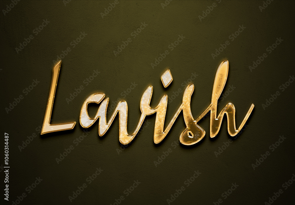 Old gold text effect of Hindi name Lavish with 3D glossy style Mockup. Old gold text effect of Hindi name Lavish with 3D glossy style Mockup.