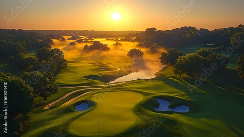 Sunrise Over a Golf Course ...