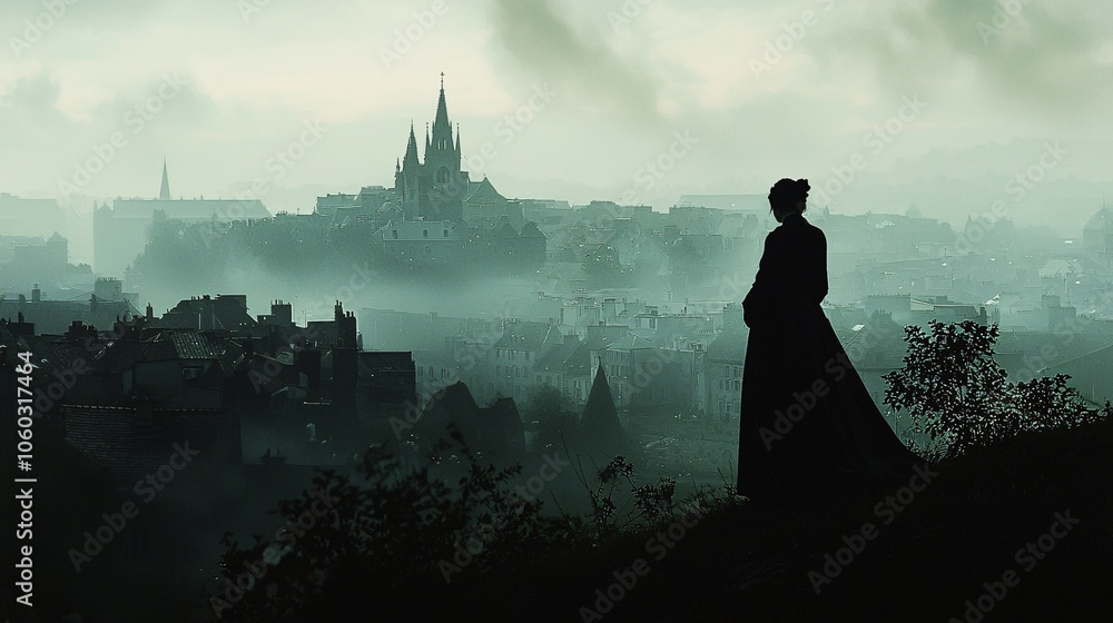 Obraz premium Perched on a hill, Saint Genevieve gracefully dominates the skyline, blending elegance with rich history.