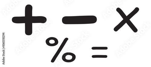  Math symbol. Plus With Minus and percentage icon. Vector Illustration.