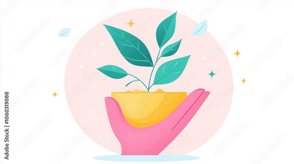 Hand Holding a Plant Illustration Hand Holding a Plant Illustration