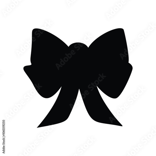 Black silhouette of a bow in a flat vector style isolated on a white background