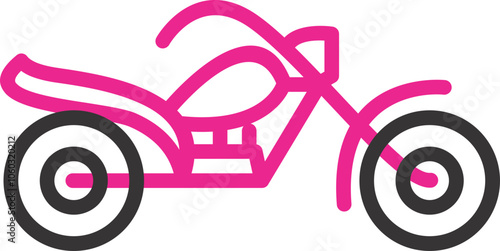 pink bike on white with black outline tyres 