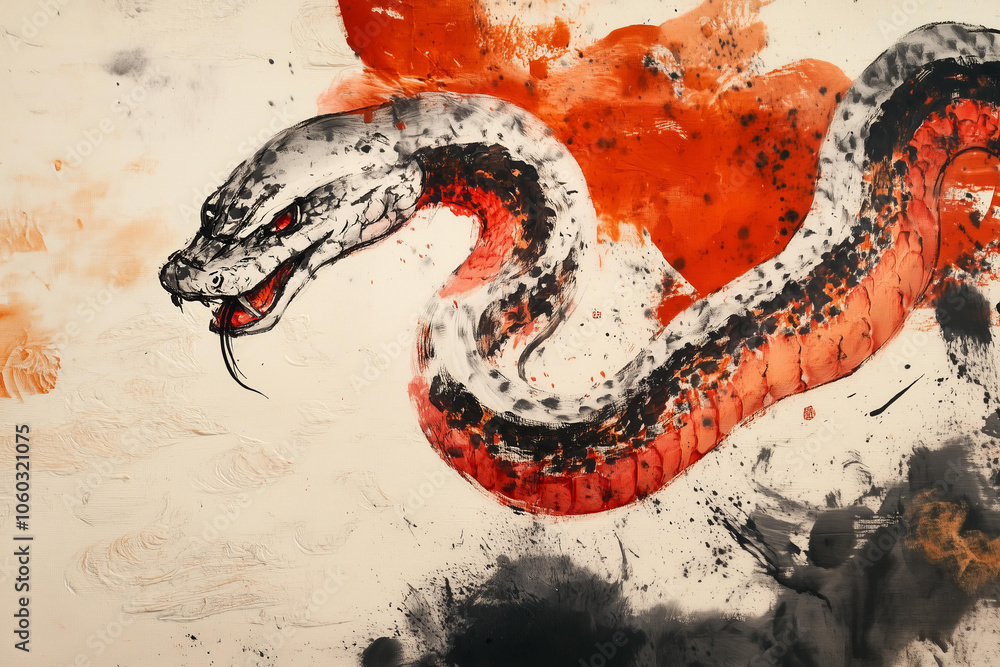 calligraphy style Chinese snake , lunar new year 2025 calligraphy style Chinese snake , lunar new year 2025