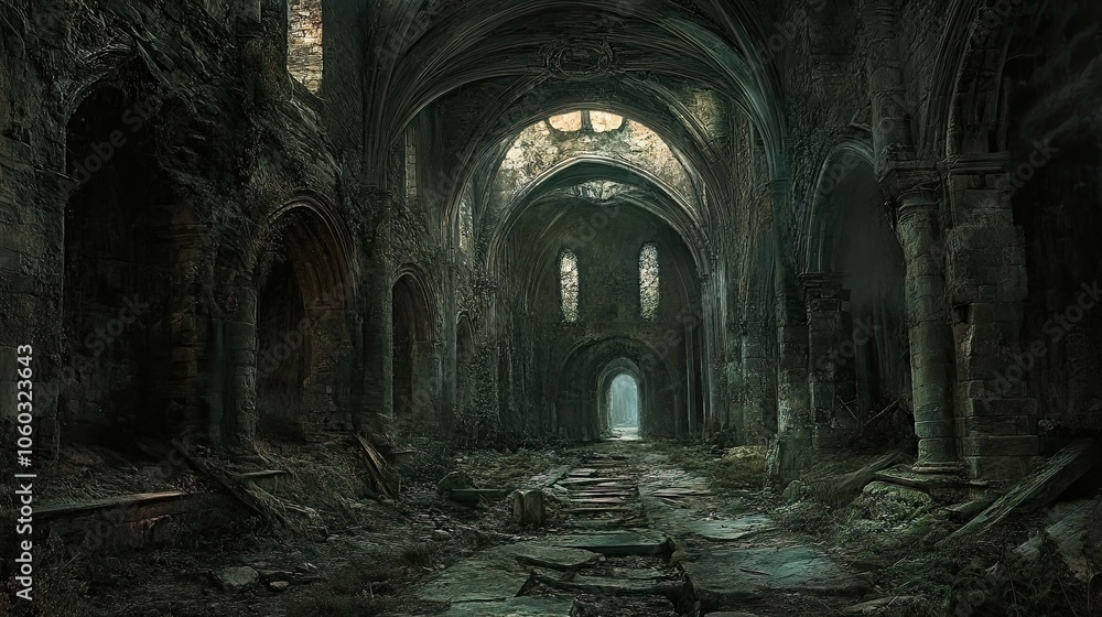 Obraz premium Ancient Ruins with Hidden Horrors interior