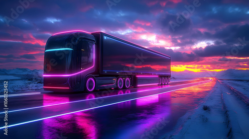 Futuristic Truck Driving on...