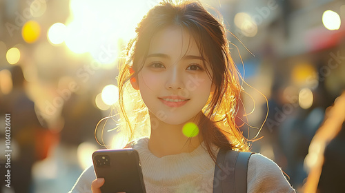 Smiling Woman Holding Phone...