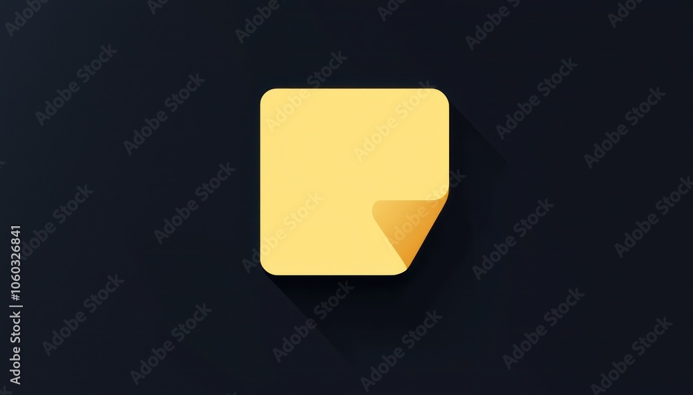 Minimalist line icon of a yellow adhesive note, designed for simplicity. Minimalist line icon of a yellow adhesive note, designed for simplicity.