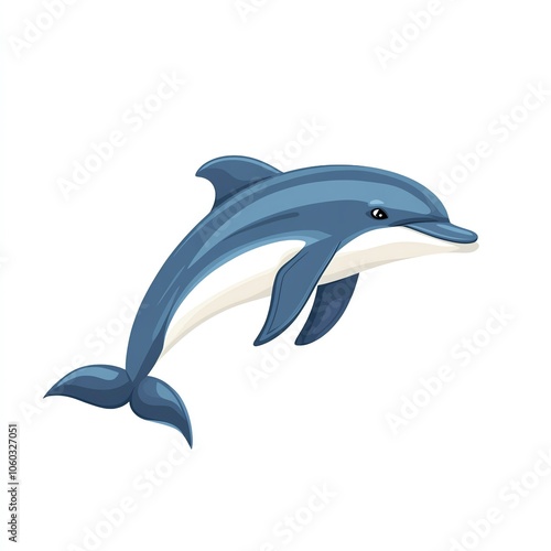 a cute dolphin clipart, animal element, flat design illustration, pastel, isolated on white background photo