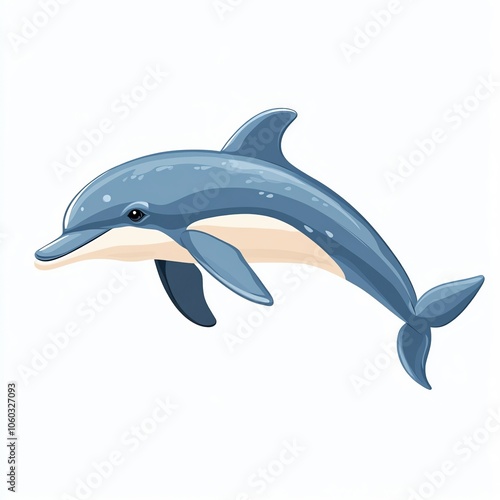 a cute dolphin clipart, animal element, flat design illustration, pastel, isolated on white background photo