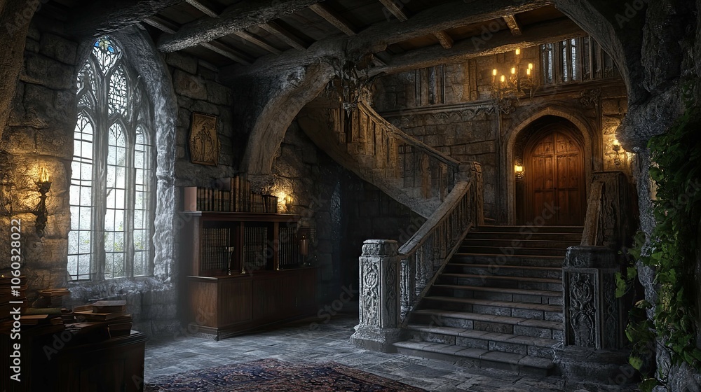 Fototapeta premium Haunted Castle Mountain interior 