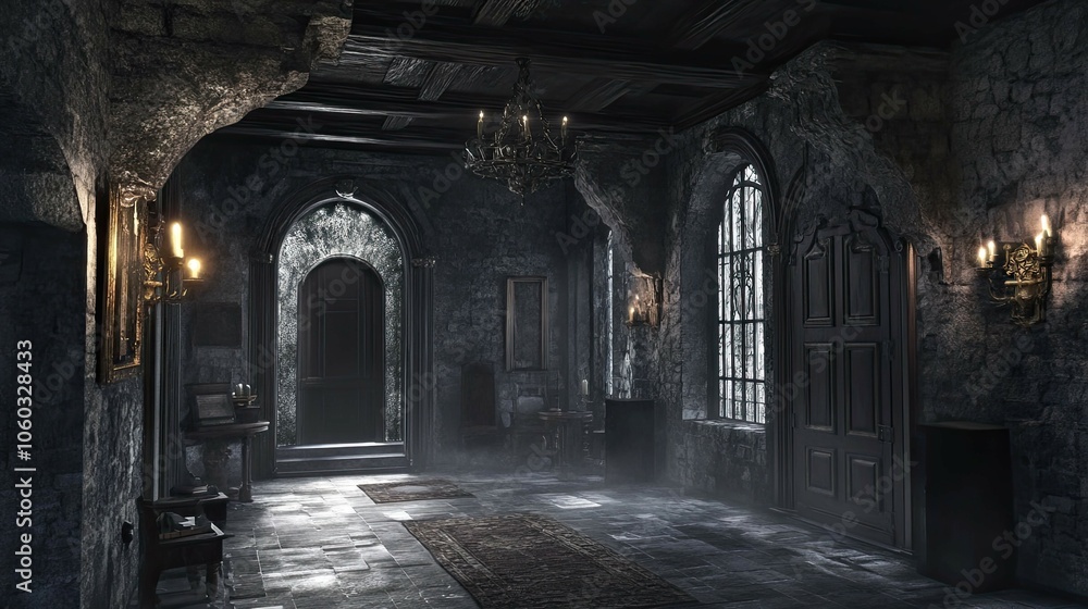 Fototapeta premium Haunted Castle Mountain interior 