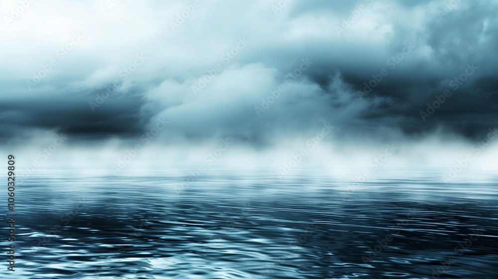 Obraz premium A blue sky with clouds and a horizon. The horizon is in the background