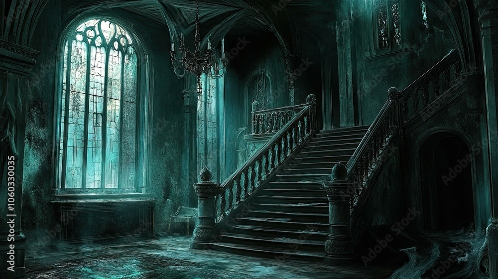 Fototapeta premium Haunted Castle Mountain interior 