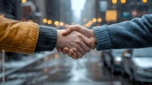 Handshake in the Snow - Photo